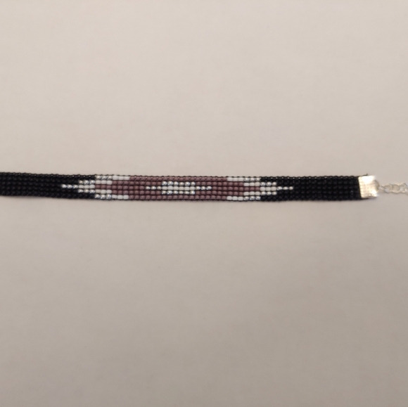 *Sale* Loom Beaded Purple & Silver Bracelet - Picture 2 of 4